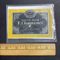 Vintage 1969 F. Chauvenet White Flag Wine UNUSED Paper Label France Q1991