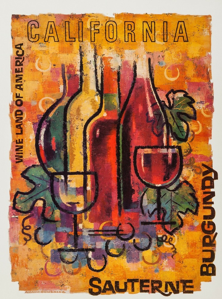 Vintage Look Wines of California NEW Metal Sign: Sauterne Burgundy