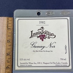 Vintage 1982 Inniskillin Winery Gamay Noir Wine UNUSED Paper Label Niagara Q90