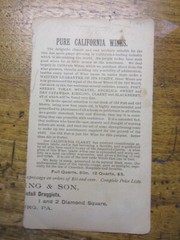 1895 ADVERTISING CARD PURE CALIFORNIA WINES 3X6&Prime; SMALL GIRL IN WINTER