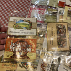 Lot of over 60 Vintage 1960-70 German French Wine Bottle Labels in Plastic