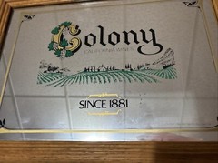 Vtg Italian Swiss Colony California Wines Advertising Mirror Wood Frame 14”x20”