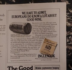 1977 print ad-Inglenook won highest honor American wine-Estate Pinot Sirah 1973