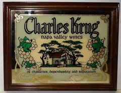 Vintage CHARLES KRUG Napa Valley Wines Advertising Bar Mirror Wall Hanging 18×14
