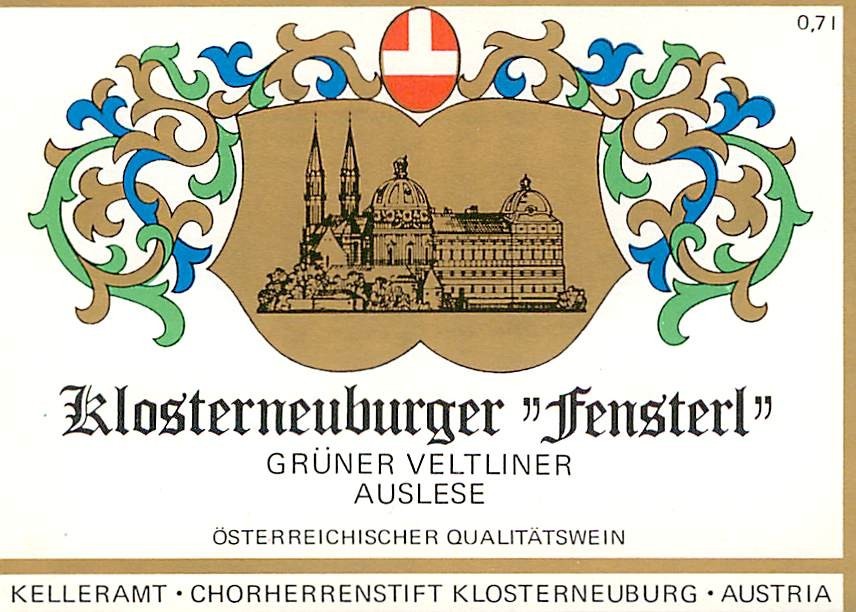 Klosterneuburger Fensterl Gruner Veltliner Austria 1970s 1980s Vtg Wine Label