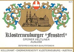 Klosterneuburger Fensterl Gruner Veltliner Austria 1970s 1980s Vtg Wine Label