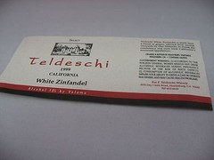 Vintage 1999 Teldeschi White Zinfandel Wine Label California Healdsburg Unused
