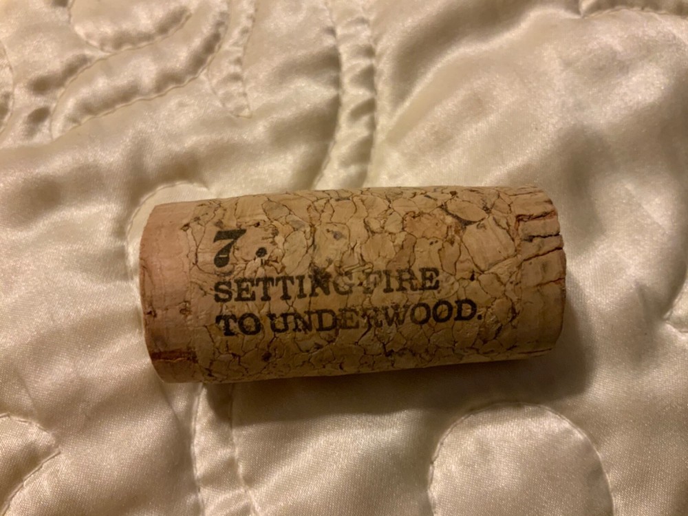 19 Crimes Collectible Wine Cork #7 Setting Fire to Underwood…Cork 7