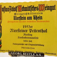 Vintage Wine Label Gustav Adolf Schmittshes Weingut 1953 Niersteiner Pettenthal