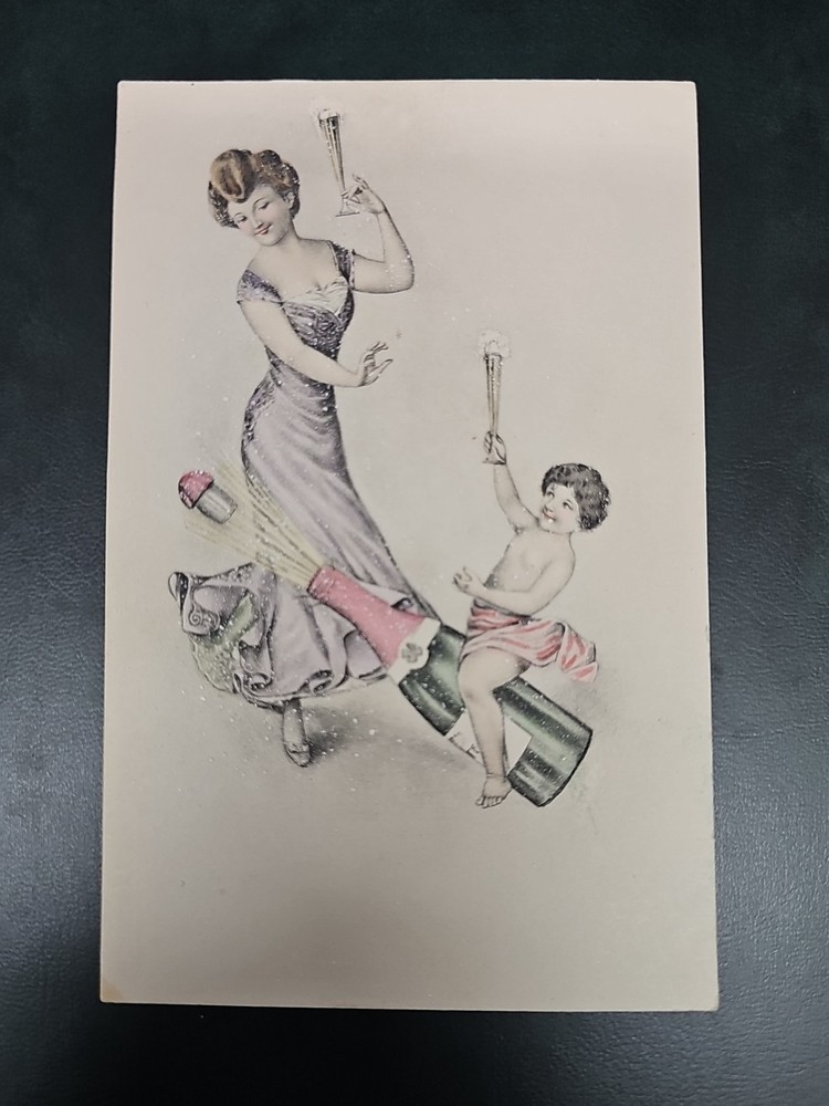 Vintage V.K. Vienne France Champagne Advertisement Postcard B504