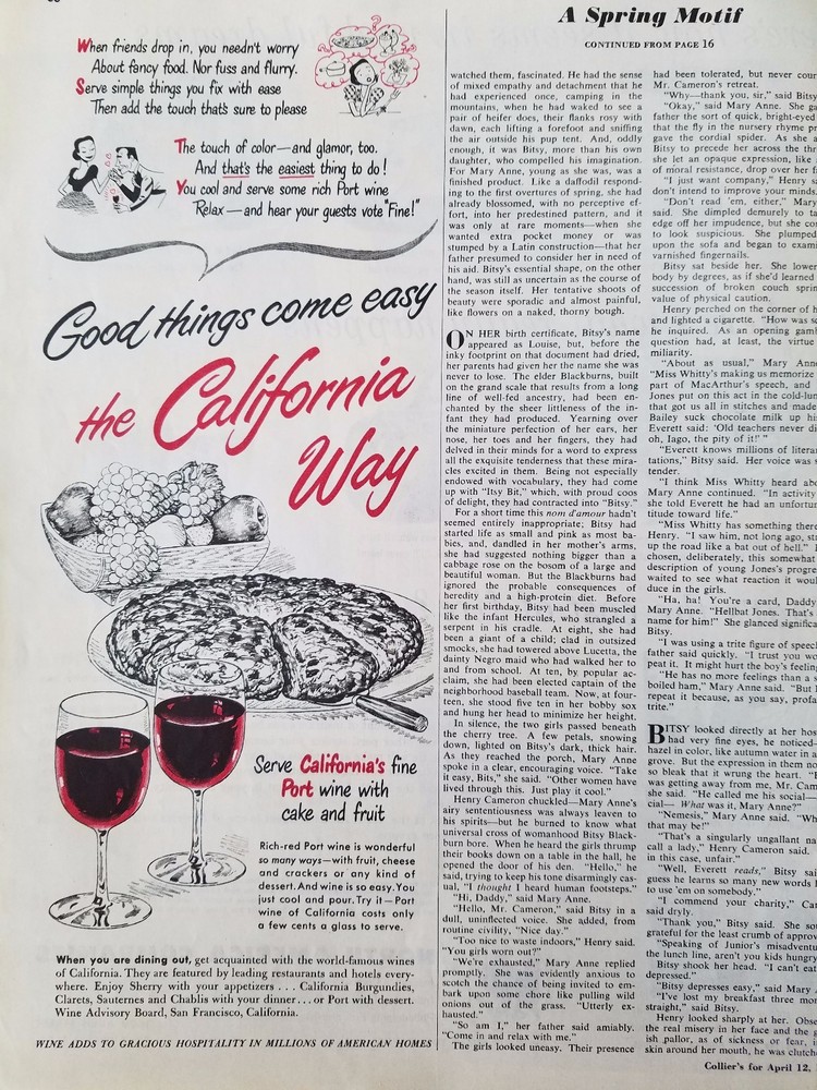 1952 California Wine California Way Fine Port Red Original Ad