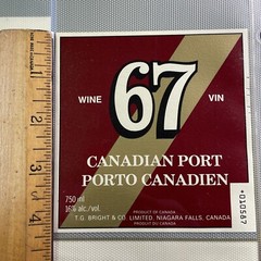 Vintage 1967 Brights Winery 67 Canadian Port Wine UNUSED Paper Label Q140