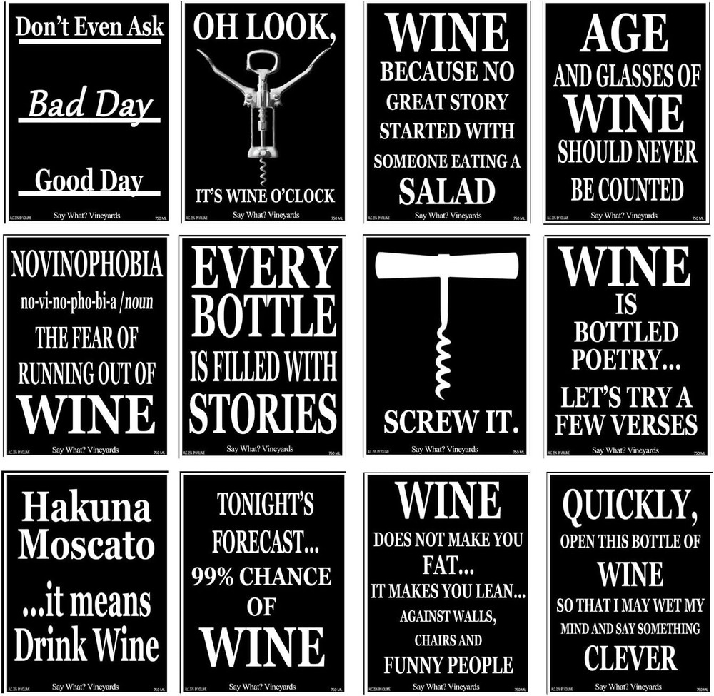 12 Funny Wine Bottle Labels -Party Favors For Adults 5 Inch X 4 Inch