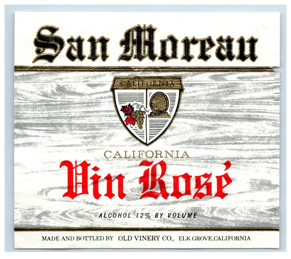 1970&rsquo;s-80&rsquo;s San Moreau Vin Rose Californian Wine Label Original S51E