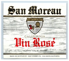 1970&rsquo;s-80&rsquo;s San Moreau Vin Rose Californian Wine Label Original S51E