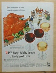 1944 magazine ad for Wine – Wine brings Holiday dinners kindly good cheer, WW2