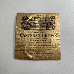 Vintage Wine Bottle Label — 1969 Chateau Cantenac Brown Margaux France