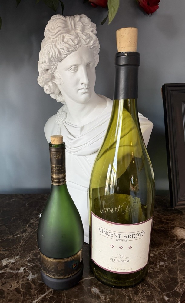 HUGE 1 SIGNED Vincent Arroyo Petit Sirha 18” Empty Display Napa Wine Bottle