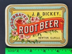 Vintage 1890&rsquo;s JB Dickey Root Beer Label Newton Kansas