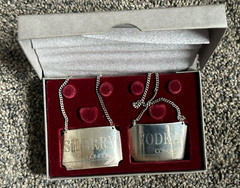 British Airways CONCORDE JET STERLING SILVER Decanter Labels WINE Vodka AIRPLANE