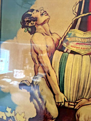 Vintage GUSTAVO MAGNI & FIGLI CHIANTI WINE ADVERTISEMENT on WOOD PANEL
