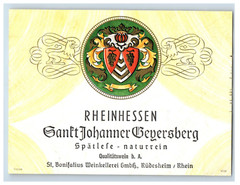 1960&rsquo;s-80&rsquo;s Ganft Johanner Geyersberg German Wine Label S70E