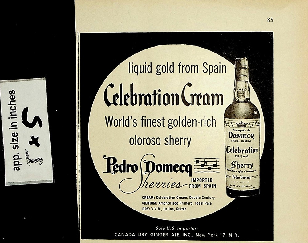 1956 Celebration Cream Pedro Domecq Sherry Vintage Print Ad 6882