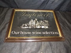 Vintage Inglenook Vineyards Winery Smoked Mirror Bar Sign Wooden Frame