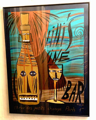 Rare WILLI&rsquo;S WINE BAR Paris France Framed Litho Bistro Poster Signed VOISIN 1988