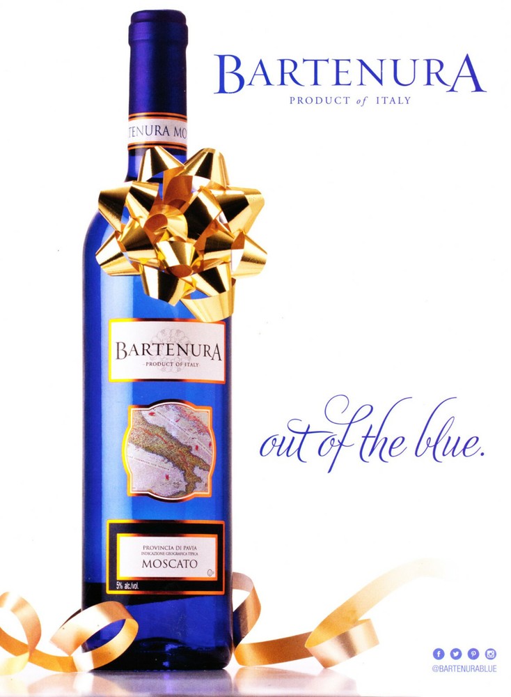 BARTENURA WINE AD #3 RARE 2015 OUT OF PRINT « OUT OF THE BLUE »