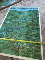 North Coast Wine Country Poster Earl Thollander Nut Tree 1975 Double Sided – VTG
