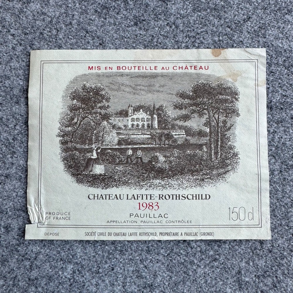 Vintage 1983 Chateau Lafite Rothschild 1.5L Wine Bottle Label Original
