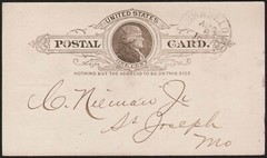 Vintage one cent postcard ROSENHAM BROS wine whiskey New York postmarked 1891