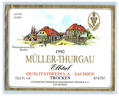 1970&rsquo;s-80&rsquo;s Muller-Thurgau Meibner Trocken German Wine Label Original S18E