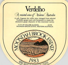 Moondah Brook Estate Verdelho Western Australia 1983 1980s Vtg Wine Label