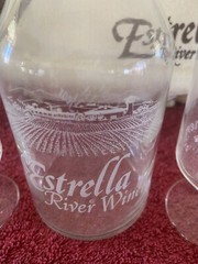 Estrella River Winery 1977 One Year Anniversary Wine Carafe And Glasses