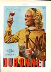 1938 DUBONNET WINE DISTILLERY LIQUOR APERTIF SPORTING WOMEN SKIER AD 7074