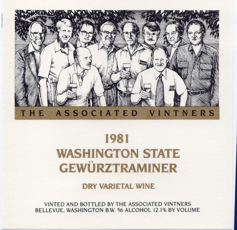 Associated Vintners Wine Label UNUSED NEW Vintage 1981 Features Founders RARE
