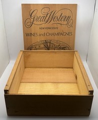 Great Western New York State Wines Champagnes Vintage Slide Top Wood Crate 11×13