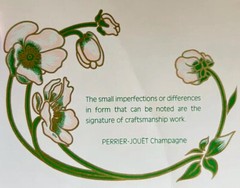 PERRIER JOUET Crystal Belle Epoch Anemone Hand Painted Champagne Flutes (2) MINT