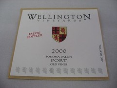 2000 Wellington Vineyards Port Wine Label Sonoma Valley Old Vines Estate