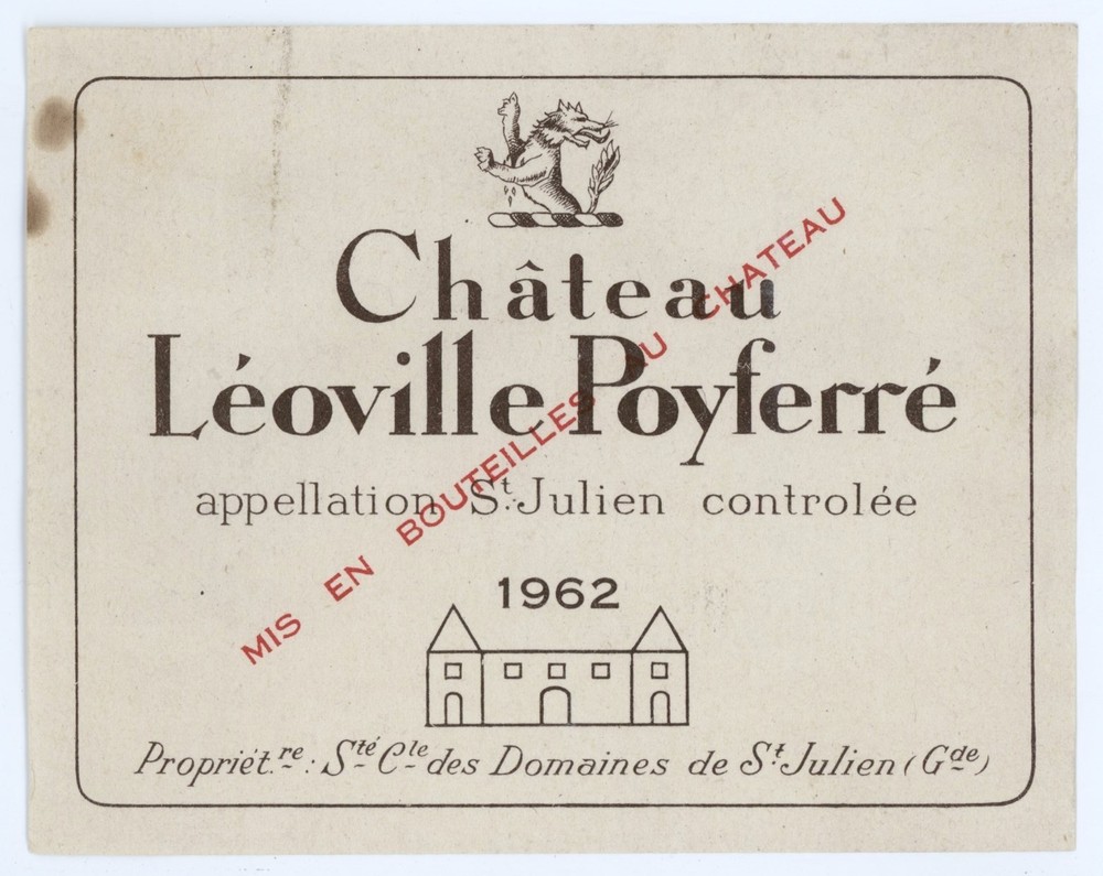 Chateau Leoville Poyferre Wine Label 1962 France French