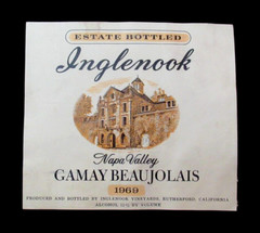 Original Vintage Wine Label Inglenook Napa Valley Gamay Beaujolais 1969