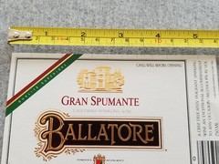 Vtg Ballatore Champagne Cellars Gran Spumante Wine Bottle Label Modesto CA