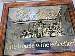 Vtg INGLENOOK Winery 1986 Wooden Framed Smoky Glass Mirror Bar Wall Sign 19X15”