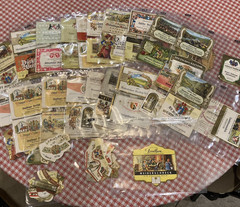 Lot of over 60 Vintage 1960-70 German French Wine Bottle Labels in Plastic