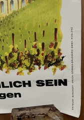 1989 Rare Original Zell Mosel Germany Wine Festival Black Cat Travel Poster