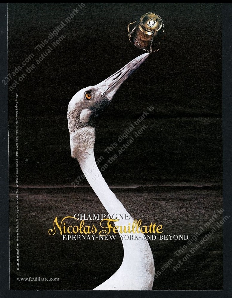 2003 great heron photo Nicolas Feuillatte Champagne vintage print ad