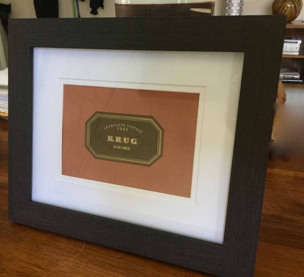 Framed Wine Label – 1981 Krug Brut – Reims, Champagne