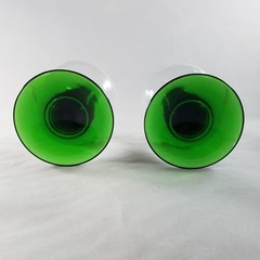 SCHMITT SOHNE Wine Glasses (x2) – Green Ribbed Stem Cordial Vintage W. Germany